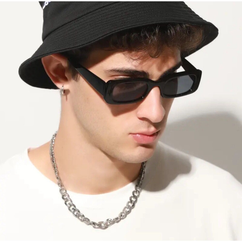 Square Sunglasses Men Rectangle Brand Designer Small Sun Glasses Male Retro Blac